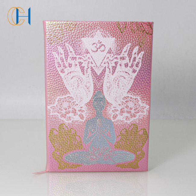 C&H Customizable Luxury Leather Cover Notebook Pink Color Yoga Lover Custom Diary with Personalizable Inner Page
