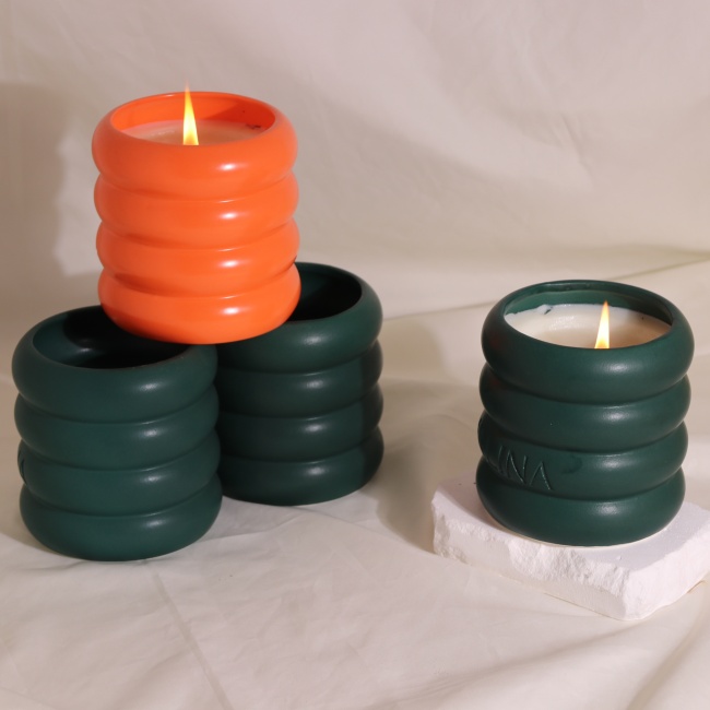 C&H New Design Luxury Custom Color Engraved Logo Natural Essential Oil Ceramic Scented Candles