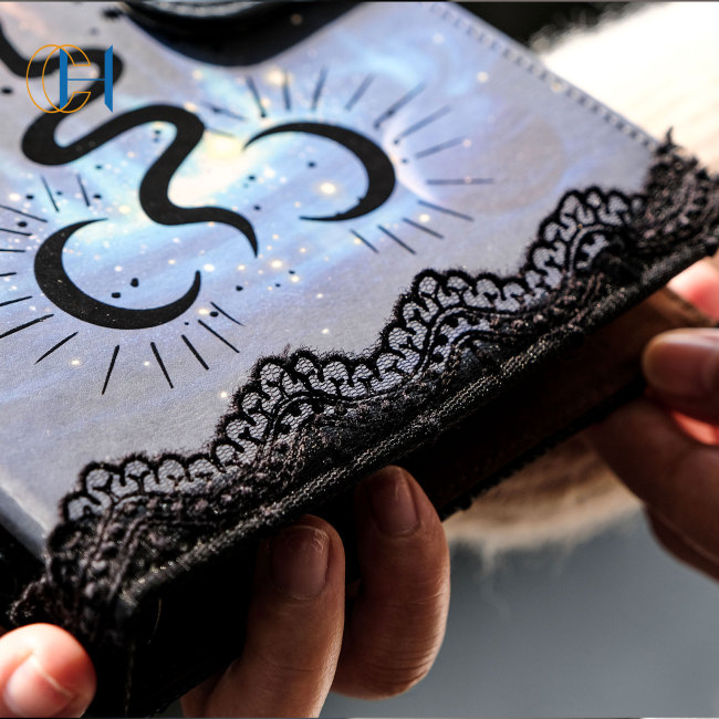 C&H Mystic Thermochromic Leather Journal | High-End Custom Cover with Crystal Inlay Esoteric Healing Writing Companion Notebook