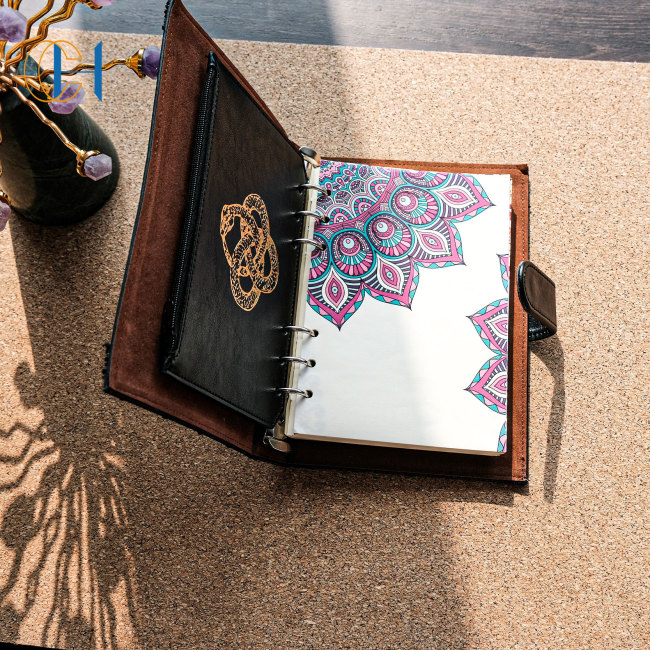 C&H Mystic Thermochromic Leather Journal | High-End Custom Cover with Crystal Inlay Esoteric Healing Writing Companion Notebook