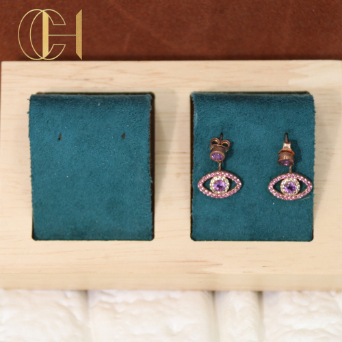 C&H Silver Plated Cubic Zircon Evil Eye Drop Earring Crystal CZ Blue Evil Eye Earring
