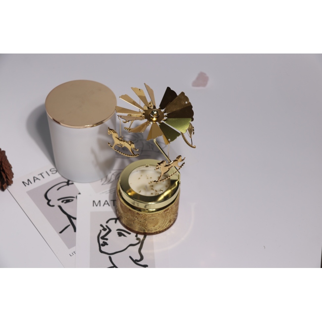 C&H Spinning Carousel Scent Candle Tealight Metal Rotating Candlestick Delicate Soy Wax Candle