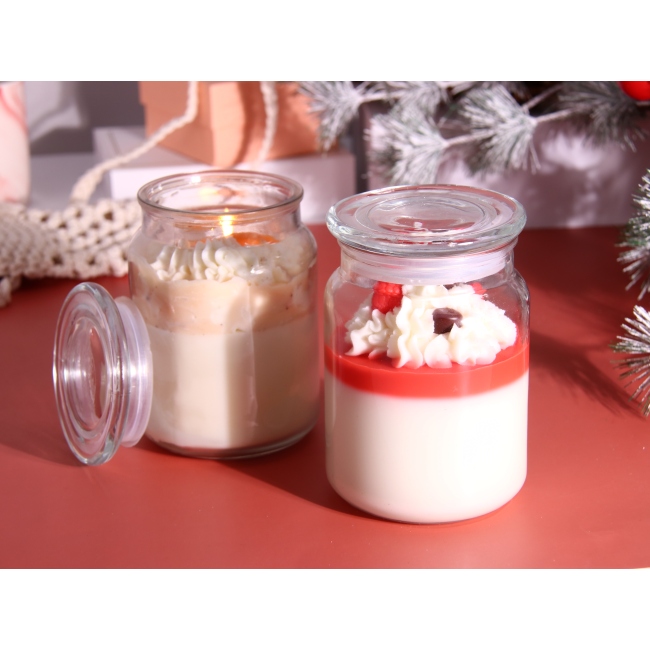 C&H Customized Glass Creamsicle Berry Scented Candle Festive Christmas All Holiday Aromatherapy Candle