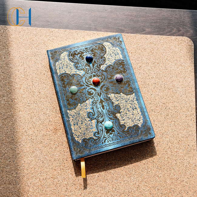 C&H New Arrival Handmade Custom Luxury Hardcover Notebook Crystal Infused Spiritual Leather Journals