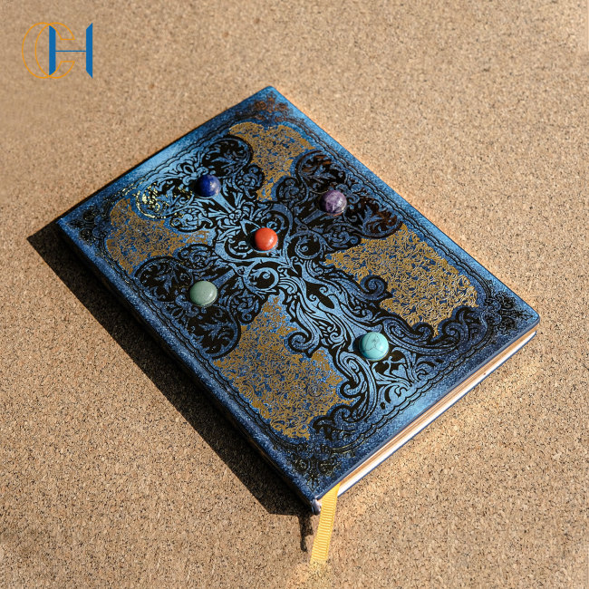 C&H New Arrival Handmade Custom Luxury Hardcover Notebook Crystal Infused Spiritual Leather Journals