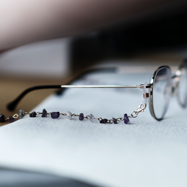 C&H Handmade Fashion Irregular Amethyst Crystal Glasses Chain Crystal Eyeglasses Cord