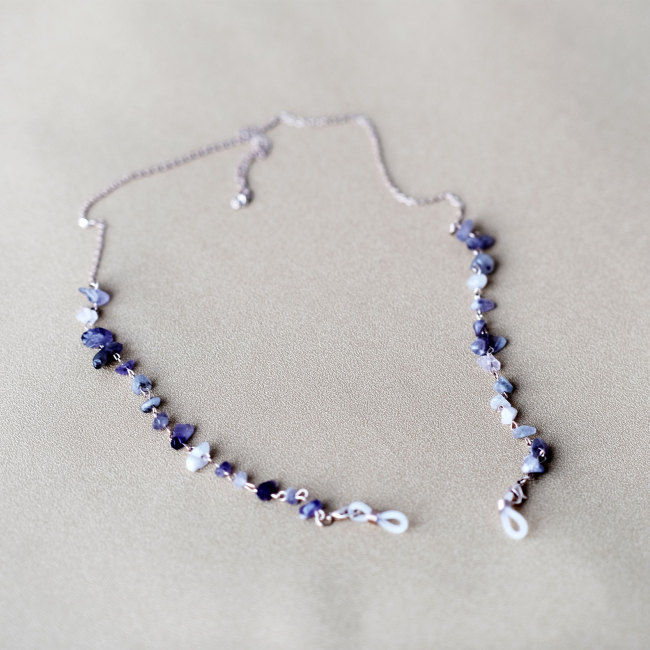 C&H Handmade Fashion Irregular Amethyst Crystal Glasses Chain Crystal Eyeglasses Cord