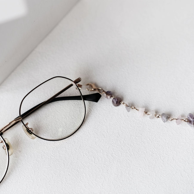 C&H Handmade Fashion Irregular Amethyst Crystal Glasses Chain Crystal Eyeglasses Cord