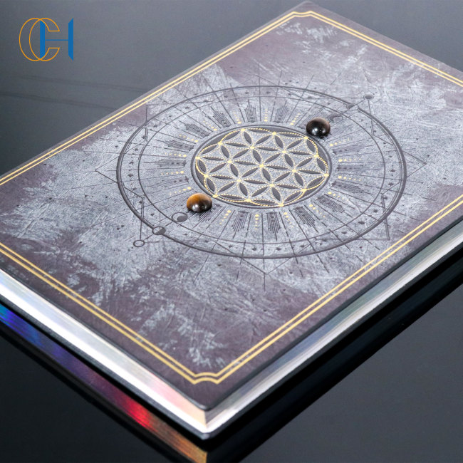 C&H Luxury Customized A4 A5 Pu Leather Crystal Notebook Customs Pages Mental Health Journal Notebook for Gift