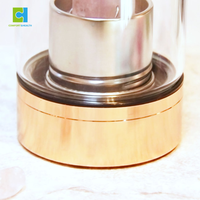 C&H Custom logo Energy Healing Crystal Gemstone Water Bottle Quartz Infused Stainless Steel Glass Drink Bottle