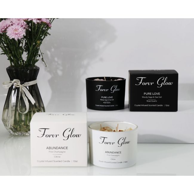 2025 Wholesale Scents Fragrance Manifestation Gift Pack Christmas Aromatherapy Healing Crystals Natural Scented Soy Wax Candles