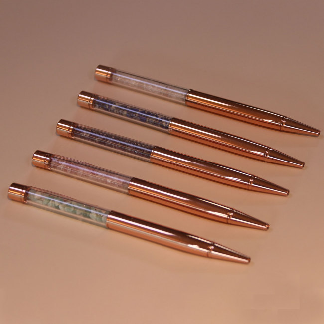 C&H Customized Hot Sale Crystal Pens Ballpoint Pen Can Natural Crystal Gravel Rose Gold Business Gift