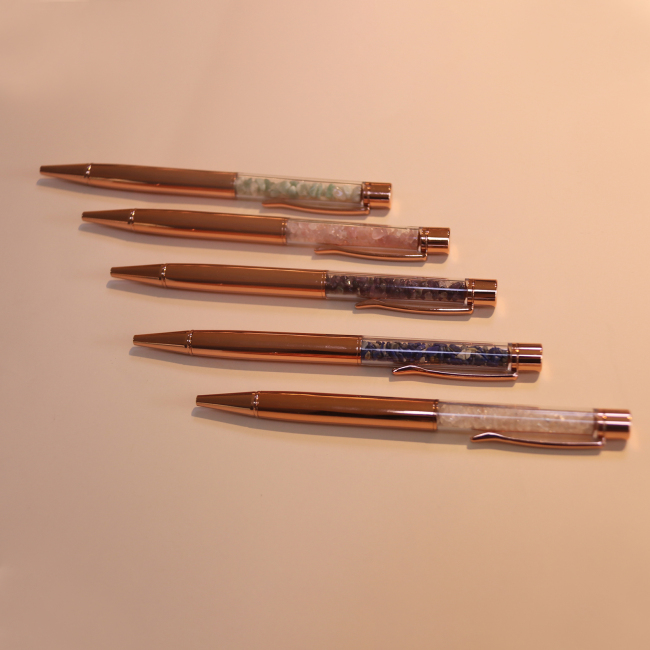 C&H Customized Hot Sale Crystal Pens Ballpoint Pen Can Natural Crystal Gravel Rose Gold Business Gift