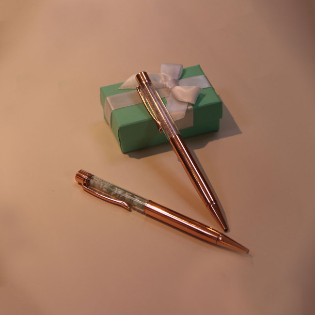 C&H Customized Hot Sale Crystal Pens Ballpoint Pen Can Natural Crystal Gravel Rose Gold Business Gift
