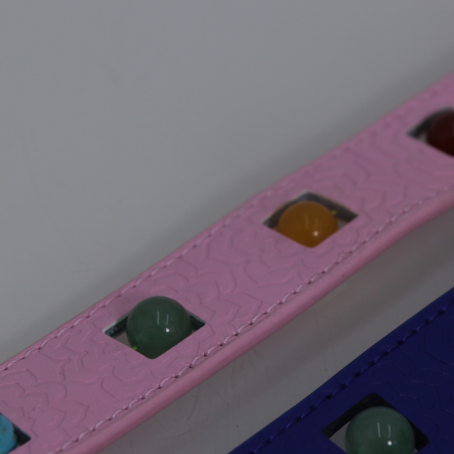 C&H Customized Pet Print Cat Collar Wholesale Colorful Crystal Stone Pu Leather Neck Collar for Dog Walking