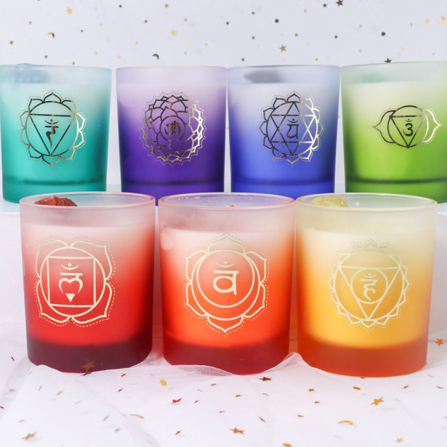 C&H the Seven Chakras Handmade Soy Wax Scented Candle Glass Casual Style Elegant Long-Lasting Fragrance for Home Easter Bars
