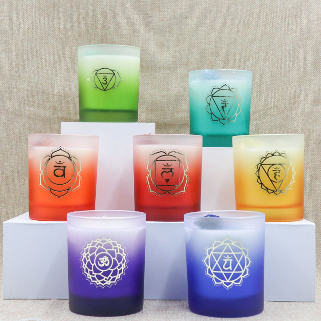 C&H the Seven Chakras Handmade Soy Wax Scented Candle Glass Casual Style Elegant Long-Lasting Fragrance for Home Easter Bars