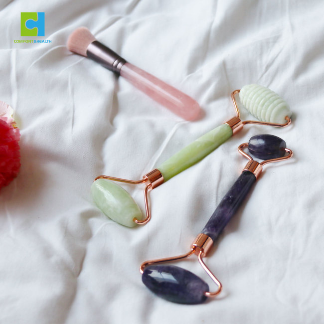 C&H Customized Design Natural Jade Facial Roller Gemstone Massager for Face Stone Roller Massage Best Gift
