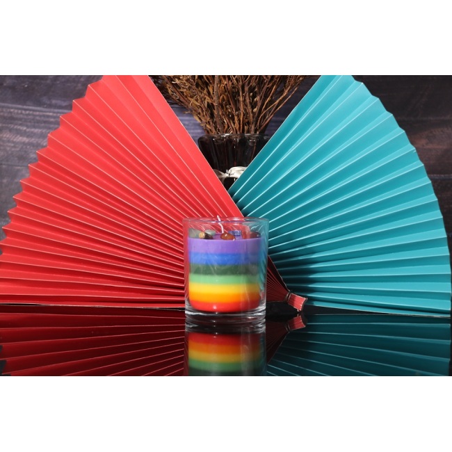 C&H Unique Design Seven Chakras Soy Wax Candle Rainbow Colored Clearly Glass Candle for Home Deco