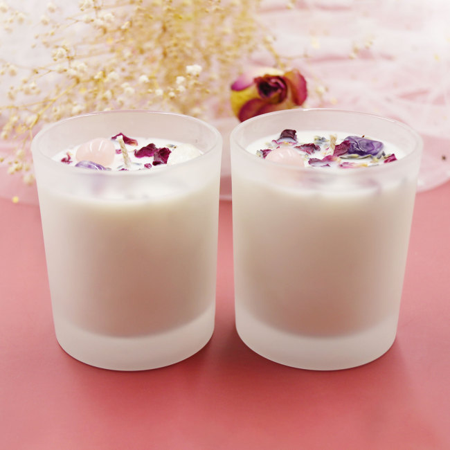 C&H Unique Design Seven Chakras Soy Wax Candle Rainbow Colored Clearly Glass Candle for Home Deco