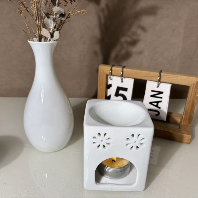 C&H Custom Logo Ceramic Essential Oil Burner Wholesale Home Decor Angel Embossed Color Aroma Candle Wax Melt Warmer