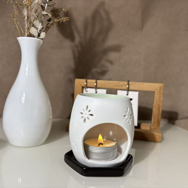 C&H Custom Logo Ceramic Essential Oil Burner Wholesale Home Decor Angel Embossed Color Aroma Candle Wax Melt Warmer
