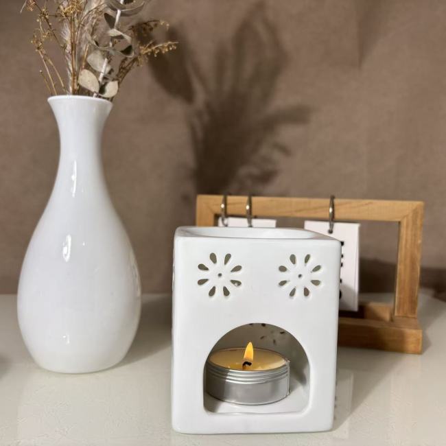 C&H Custom Logo Ceramic Essential Oil Burner Wholesale Home Decor Angel Embossed Color Aroma Candle Wax Melt Warmer