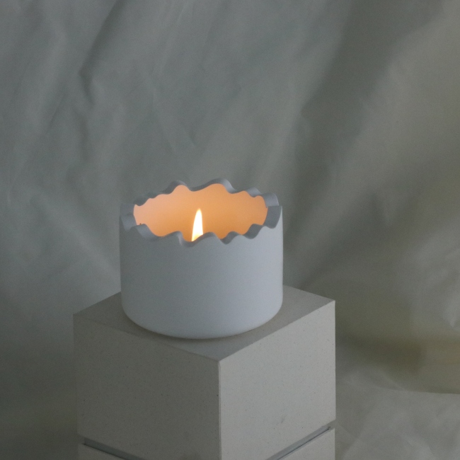 C&H Round Empty Cement Holder With Lid 100g Small Custom Size Embossed Logo White Candle Jars