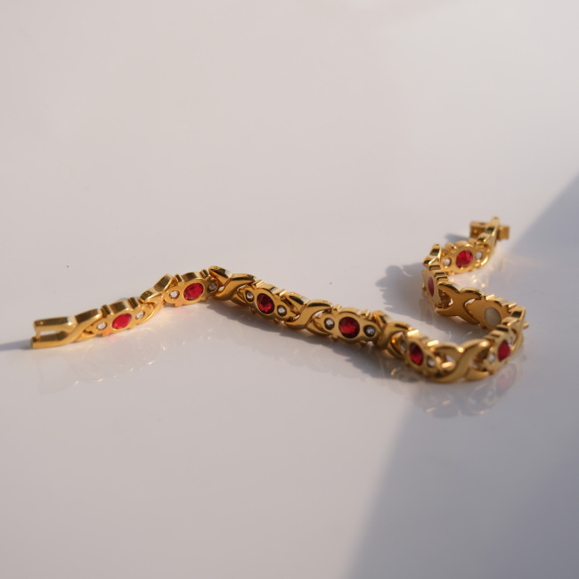 C&H Gold Plated Magnetic Therapy Stainless Steel Custom Crystal Diamond Lady Bracelet Gift