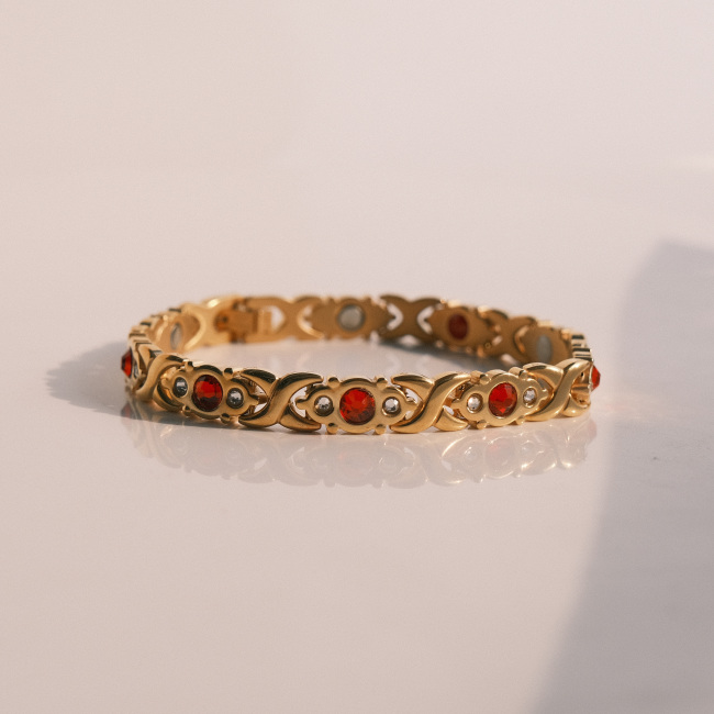 C&H Gold Plated Magnetic Therapy Stainless Steel Custom Crystal Diamond Lady Bracelet Gift