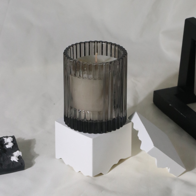 C&H Round Black Glass Candle Holder Small Custom Size Logo Black Candle Jars