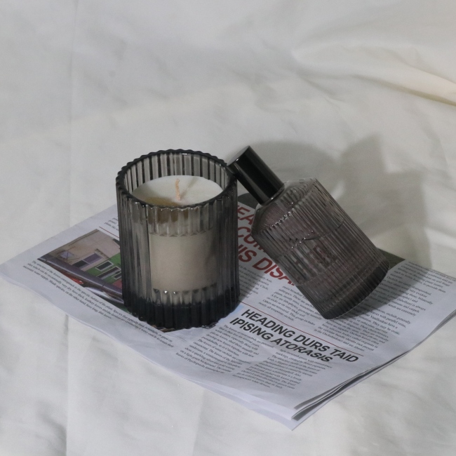 C&H Round Black Glass Candle Holder Small Custom Size Logo Black Candle Jars