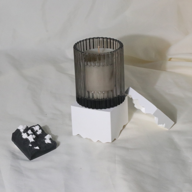C&H Round Black Glass Candle Holder Small Custom Size Logo Black Candle Jars