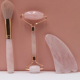 C&H Customized Rose Quartz Jade Roller Gua Sha Set Amethyst Pink Jade Heart Shaped Gua Sha Stone Face Roller Crystal Guasha Set