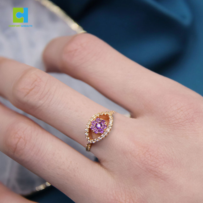 C&H Customized Design Anti Tarnish Evil Eye Ring Hollow Zircon Crystal Devil Eye Hand Ring