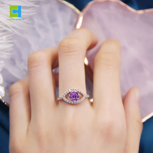C&H Customized Design Anti Tarnish Evil Eye Ring Hollow Zircon Crystal Devil Eye Hand Ring