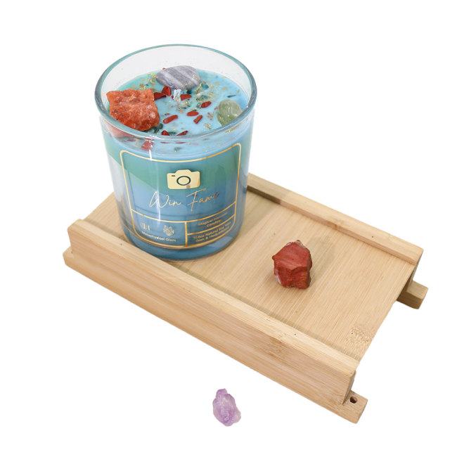 C&H Crystal Soy Wax Round Air Freshening Scented Candle Long Lasting Fresh Air with Wooden Wick Essential Oil Candle Jar