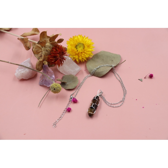 C&H Customized Sterling Silver Chain Natural Stone Beaded Necklace Multi Color Round Crystal Beaded Pendant Necklace