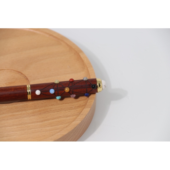C&H Fashion 7 Chakra Leather Journal B5-Handcrafted Genuine Gemstones Mandala Embossed Symbol Spiritual Meditation Notebook Pen
