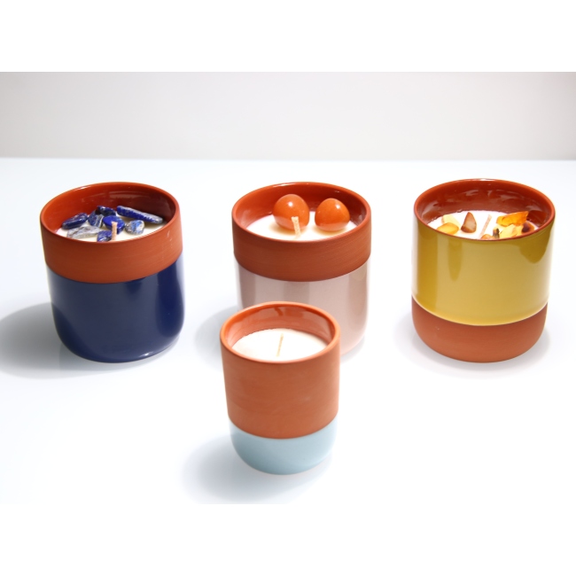 C&H Wholesale Terracotta Soy Wax Candle Holder Scented Wax Jar Crystal Porcelain Candle Container Ceramic Candle Cup