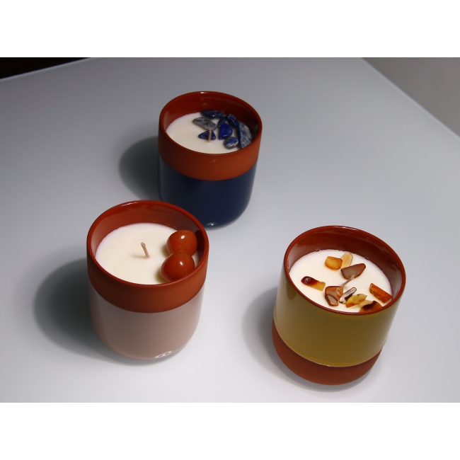 C&H Wholesale Terracotta Soy Wax Candle Holder Scented Wax Jar Crystal Porcelain Candle Container Ceramic Candle Cup