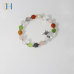 C&H Handmade Green Limestone Beaded Fatima Hand Bracelet Crystal Copper Beads Star Charm Bracelet
