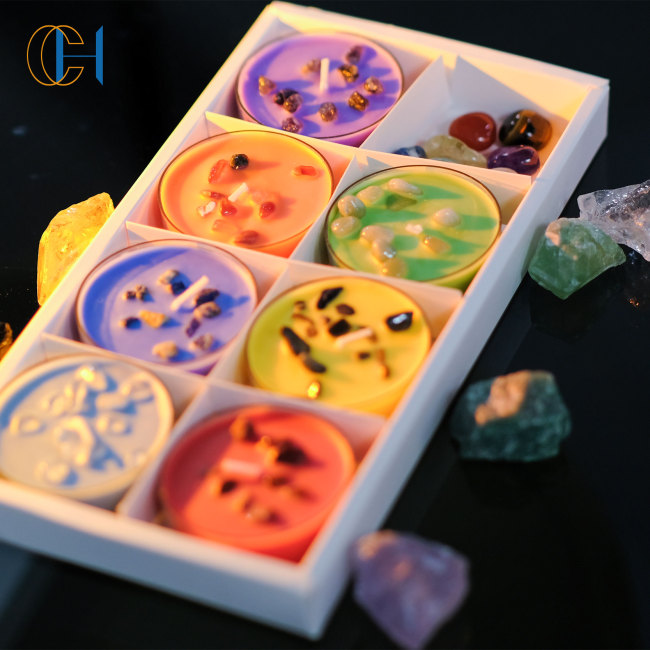 CHHC Seven Chakras Aromatherapy Candle Collection Colorful Healing Candles for Yoga Reiki and Spiritual Wellness