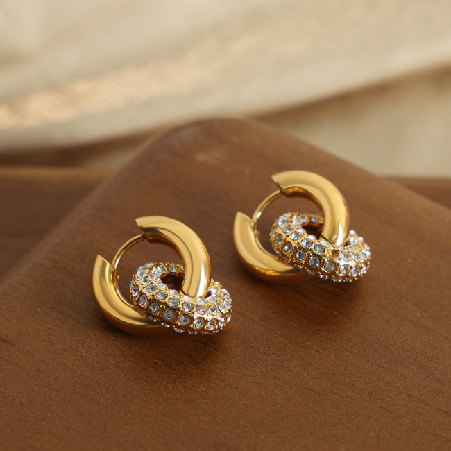 C&H Customized New Fashion Crystal Zircon Hoop Earring 18k Gold Plated Cubic Zircon Crystal Earring for Lady