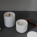 C&H Custom Mold Logo Wood Wick Scented Candle White Air Rough Surface Cement Vessel Candle Container