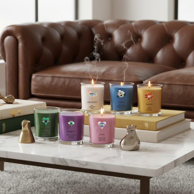 C&H Unique Design Home Deco Seven Days Soy Wax Candle Diy Logo Evil Eye Scent Candle