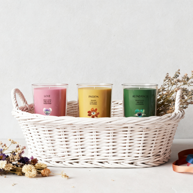 C&H Unique Design Home Deco Seven Days Soy Wax Candle Diy Logo Evil Eye Scent Candle