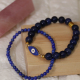 C&H Handmade Lapis Lazuli Beaded Evil Eye Charm Bracelet Set Handmade Elastic String Devil Eye Bracelet Set