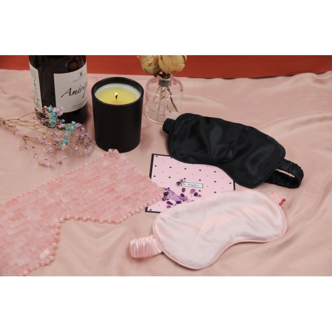C&H Custom Eye Mask Gift Set Eye Mask Storage High Quality Real Silk Crystal Eye Mask for Adult