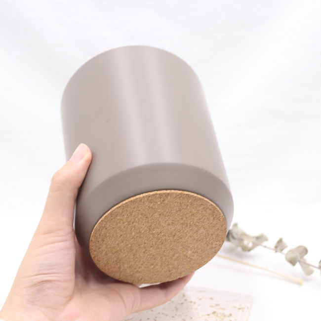 C&H Simple Custom Logo Home Deco Engraved Cement Candle Grey Large 1000g 35oz Empty Candle Jar